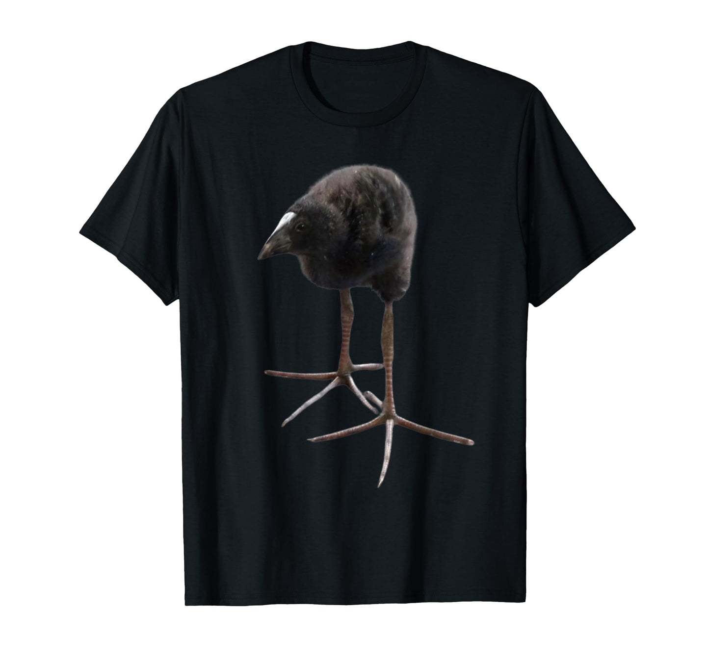 Pukeko Meme Black Unisex T-Shirt, Small, Short Sleeve, Modern Classic, All Seasons, Collarless, Bird Pattern, Pull On, 1 Count, 0 Pockets, Lightweight
