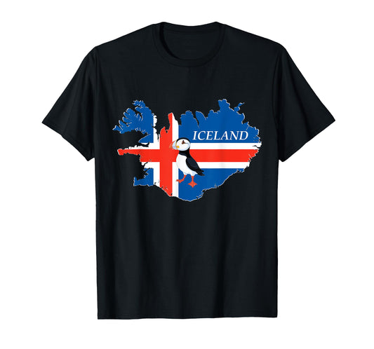 Iceland Puffin Bird and Atlantic Card T-Shirt