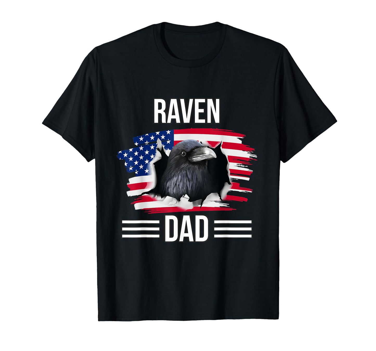 Bird US Flag 4th Of July Father's Day Raven Dad T-Shirt