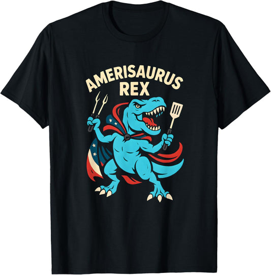 Amerisaurus Rex USA T-Rex Grilling Monster Fun 4th of July T-Shirt