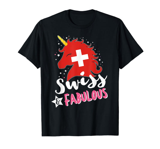 Swiss Unicorn Switzerland Flag T-Shirt