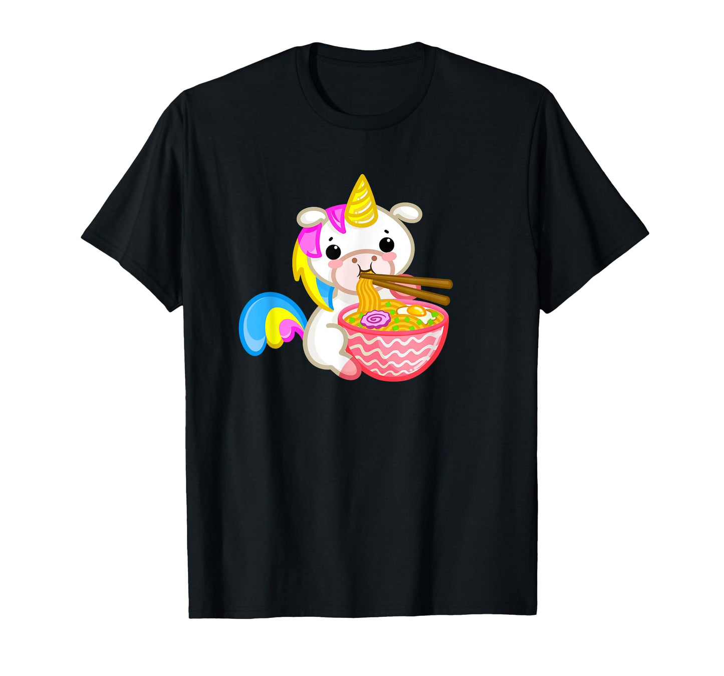 Unicorn Eating Ramen Kawaii Japanese Noodles Anime Teen Girl T-Shirt