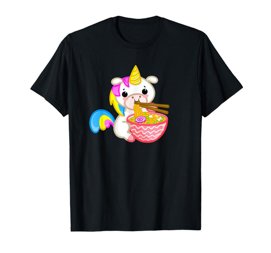 Unicorn Eating Ramen Kawaii Japanese Noodles Anime Teen Girl T-Shirt
