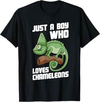 Just a Boy Who Loves Chameleons Cute Lizard Chameleon T-Shirt