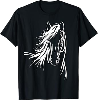 Magical and Funny Horse lover Gifts Unisex-Kids, Girls Horse Silhouette Graphic T-Shirt, Black, Small, Short Sleeve