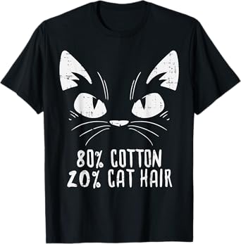 Black Cat Face 80% Cotton 20% Hair Kitten Feline Pet Lover T-Shirt for Men Women Girls Kids