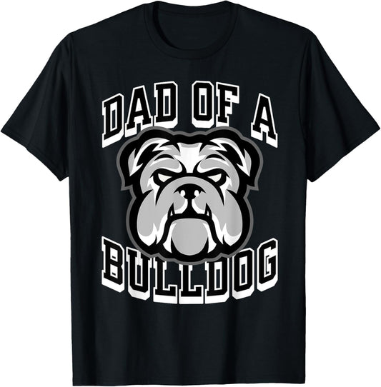 Dad of a Bulldog Football Game Day Print Dad Black Bulldogs T-Shirt