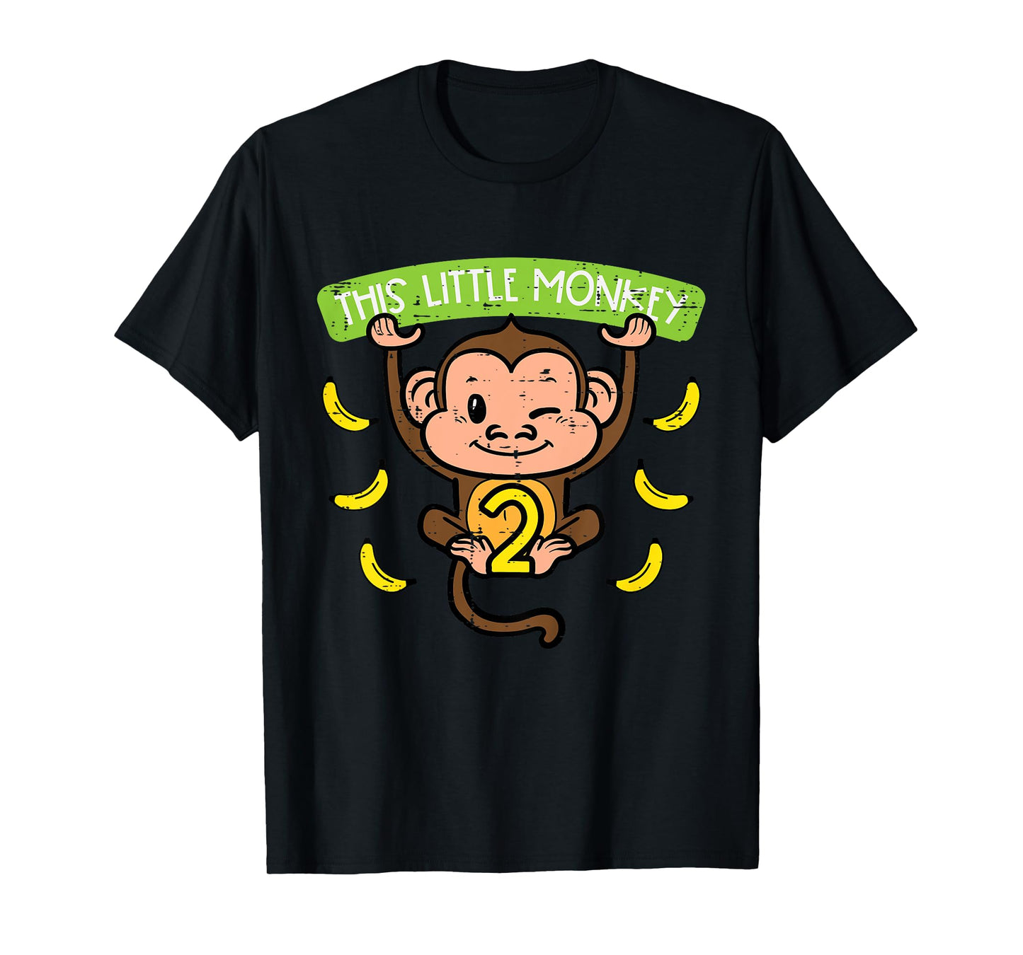 2nd Birthday This Little Monkey 2 Years Old Boys Girls Kids T-Shirt