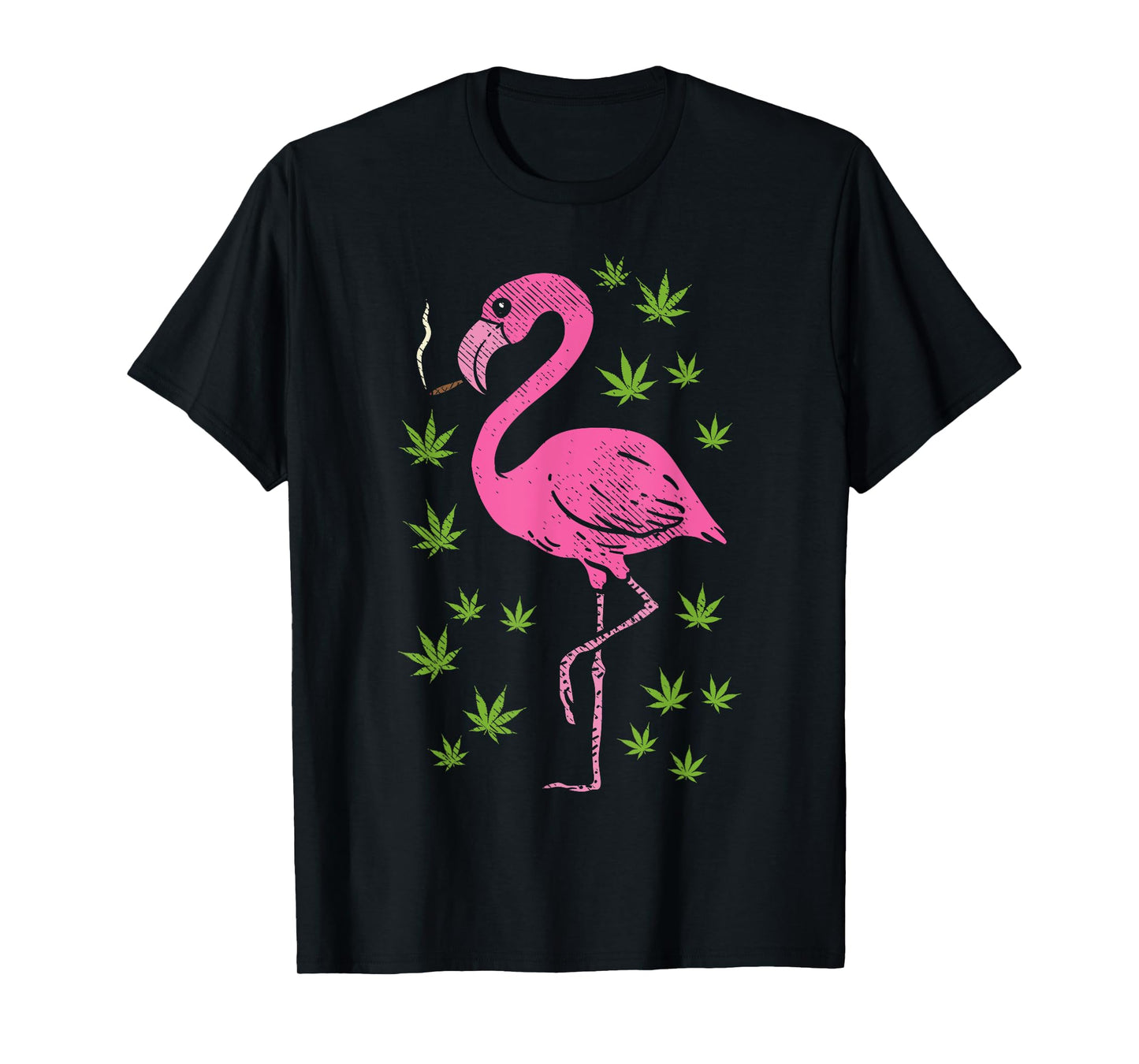 Flamingo Bird Smoking Weed Cannabis Blunt 420 Stoner Gift T-Shirt
