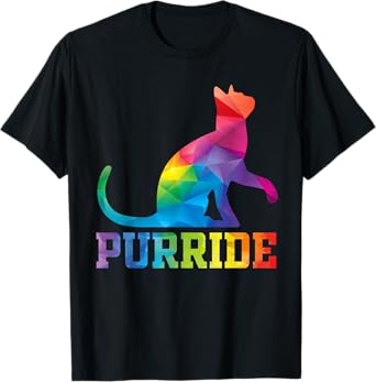 Purride Pride Cat LGBT Gay Pride Month Cute Pet Rainbow Flag T-Shirt for Men Women
