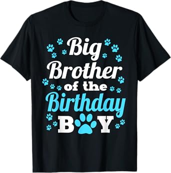 Big Brother Of The Birthday Boy Dog Paw Bday Party T-Shirt
