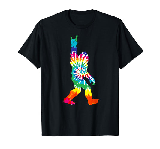 Funny Bigfoot Rock and Roll Tie Dye Shirt Sasquatch Believer T-Shirt