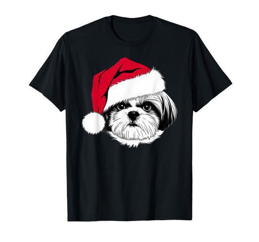 Joyful Shih Tzu Santa Dog on Shih Tzu Christmas Men Women Kids T-Shirt
