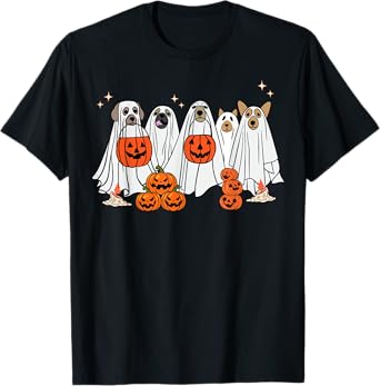 Dog Ghost Cute Dog Dressed As Ghost Funny Halloween Dog T-Shirt for Men Women Kids
