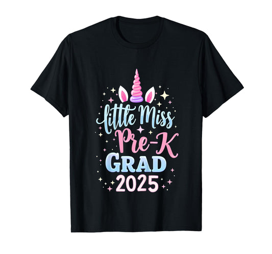 Kids Little Miss Pre-K Grad Preschool Girls Prek Graduation 2025 T-Shirt