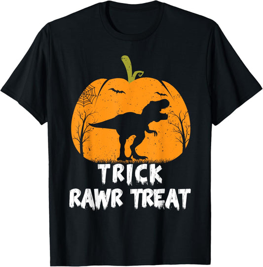 Trick Rawr Treat Halloween Costume Pumpkin Dinosaur T-Shirt