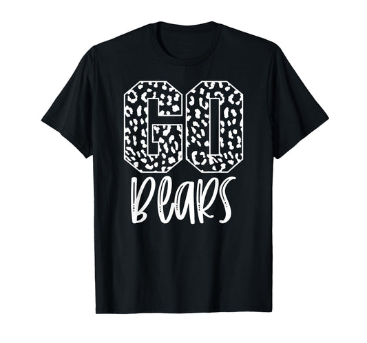 Bears Team Mascot School Spirit Game Night Leopard Print T-Shirt