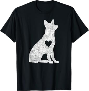 Vintage German Shepherd Heart Silhouette Dog Puppy Retro T-Shirt