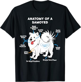 Anatomy Of A Samoyed Funny Dog Master Mistress T-Shirt for Men Women Girls Kids