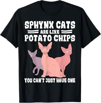 Sphynx Cat Potato Chips Lover Breeder Pet Owner Men Women Girls Kids T-Shirt