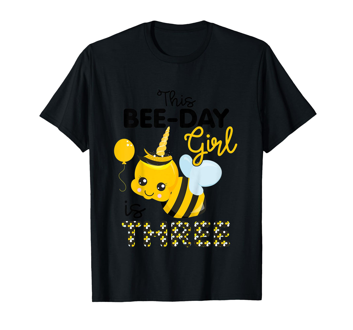 Kids 3rd Birthday Girl Bee Themed 3 Year Old Bday Matching Party T-Shirt