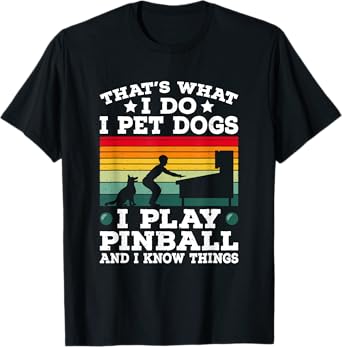 Retro Arcade Game Machine Gamer Pet Dogs Play Pinball T-Shirt