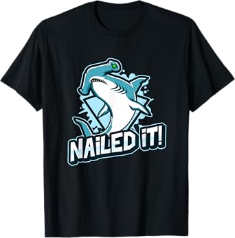 Funny Hammerhead Sharks Boys Dad Joke NAILED IT Shark T-Shirt