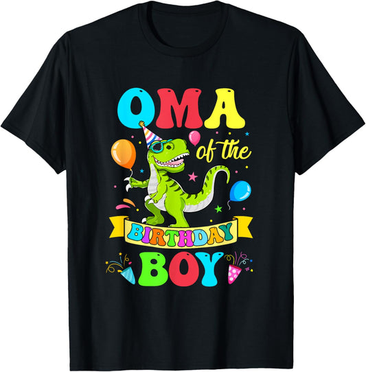 Oma Of The Birthday Boy T-Rex Dinosaur Birthday Party T-Shirt