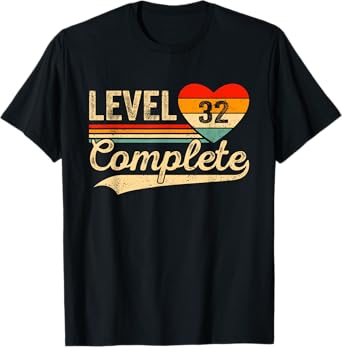 Level 32 Complete 32 Years Video Gamer Wedding Anniversary T-Shirt