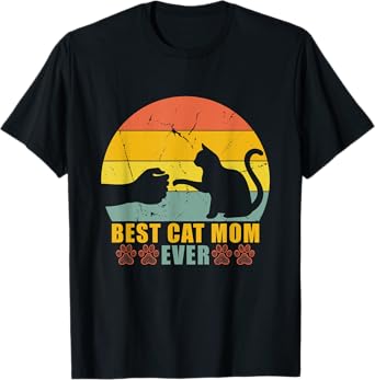 Best Cat Mom Ever Retro Vintage Mothers Day T-Shirt