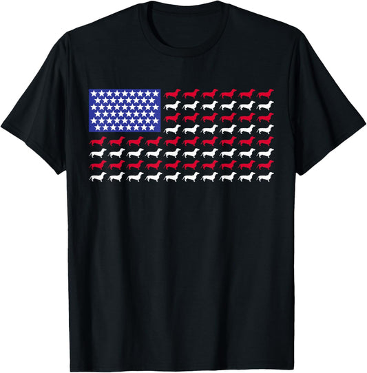 Dachshund Patriotic American Flag Dachshund 4th Of July T-Shirt