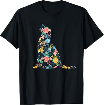 Labrador Retriever Floral Dog Silhouette Womens Graphic T-Shirt