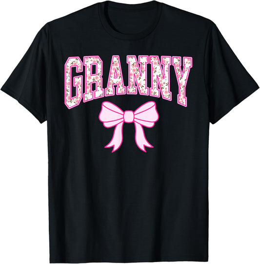 Retro Granny Pink Coquette Bow Floral Team Matching Women T-Shirt