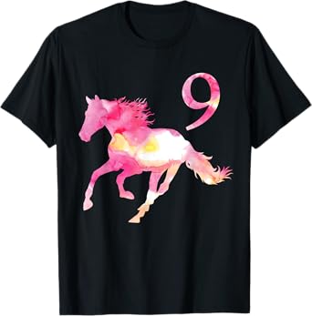 Kids 9th Birthday Horse Gift T-Shirt for 9 Year Old Girls T-Shirt