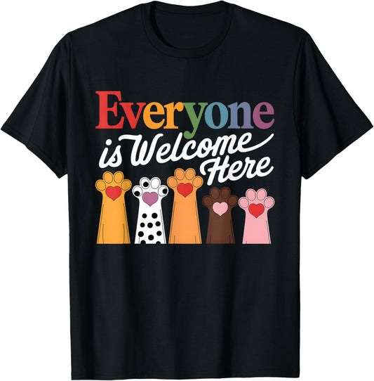 Dog Paws Everyone Is Welcome Here Idaho Teacher T-Shirt