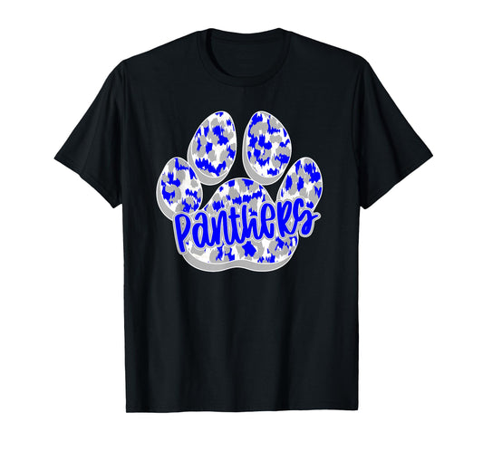 Panthers Paw Print Blue Panther Pride School Spirit Panthers T-Shirt