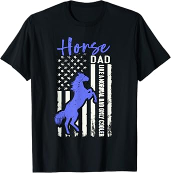 Funny Horse Dad American Flag Cool Equestrian Daddy Humor T-Shirt for Men