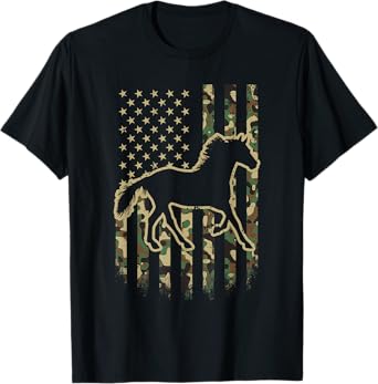 Camo American Flag Horse Camouflage 4th of July Horse T-Shirt