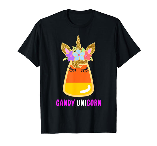 Candy Corn Unicorn Shirt, Halloween Unicorn for Girls T-Shirt