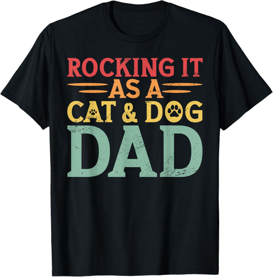 Cat And Dog Dad Fur Dad Father's Day T-Shirt