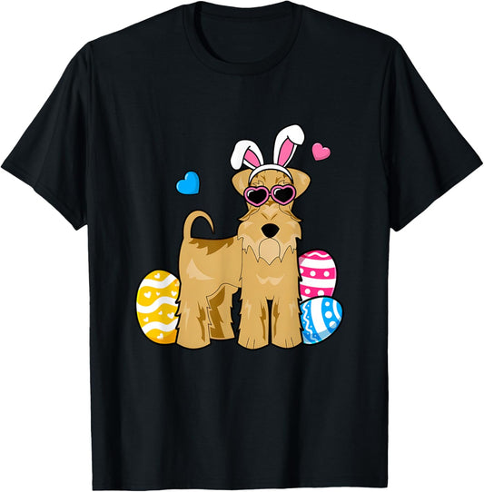 Cute Lakeland Terrier Dog Bunny Ears Sunglasses Easter Day T-Shirt