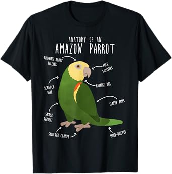 Amazon Parrot Anatomy, Cute Funny Pet Double Yellow Bird T-Shirt