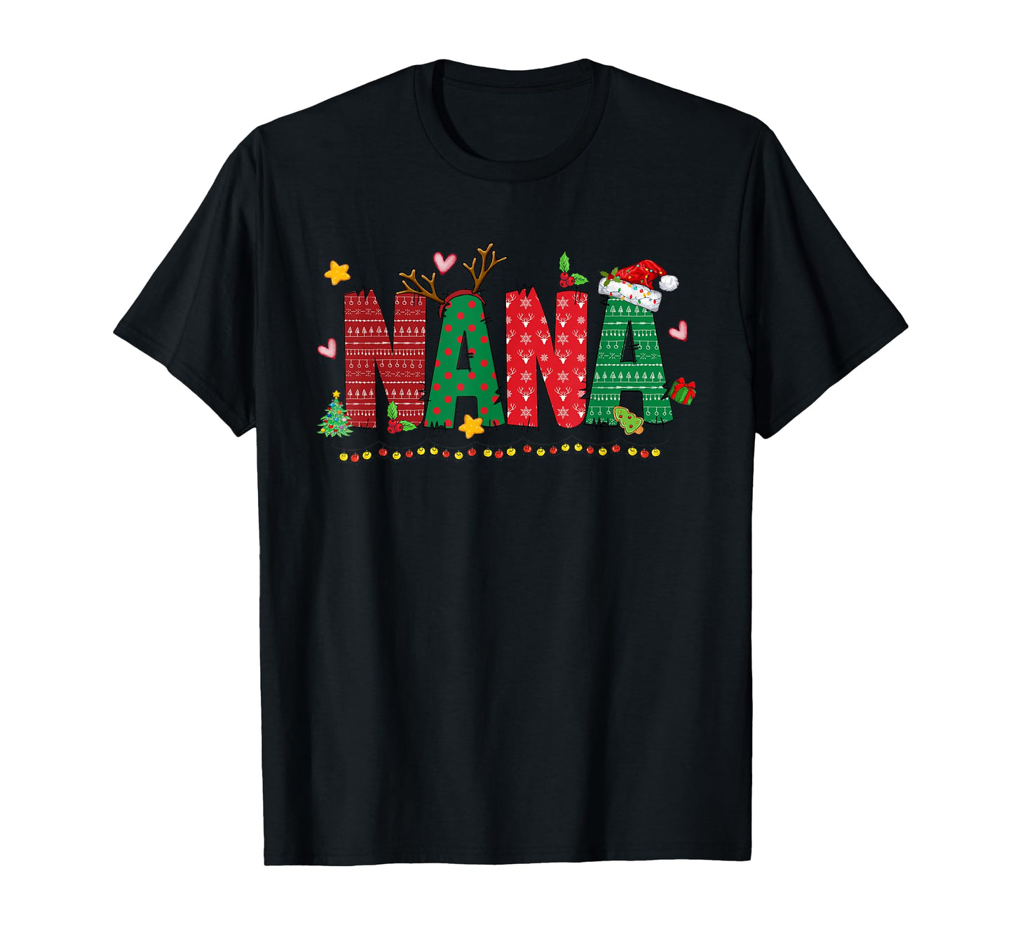 Nana Claus Christmas Lights Pajama Family Matching T-Shirt