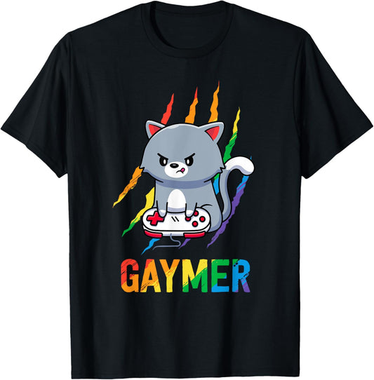 Gaymer LGBT Cat Pride Rainbow Video Game Lovers Gift T-Shirt