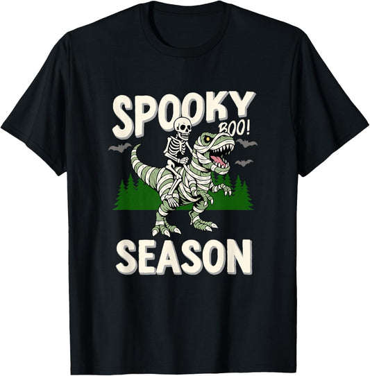 Spooky Dinosaur Mummy Skeleton Halloween T-Shirt