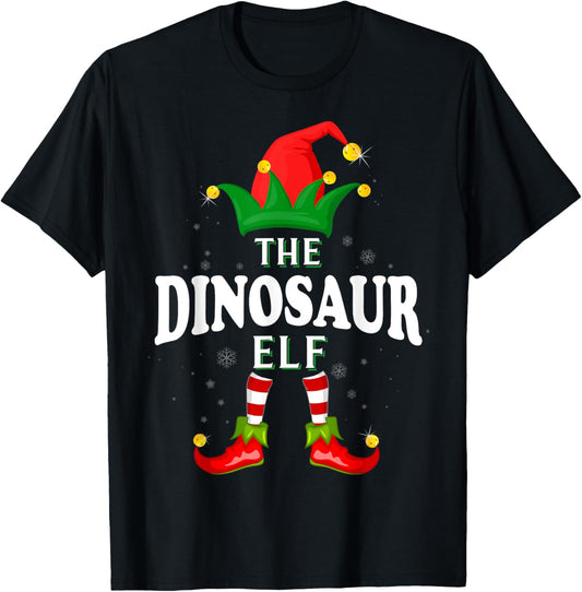 Xmas Dinosaur Elf Family Matching Christmas Pajama T-Shirt