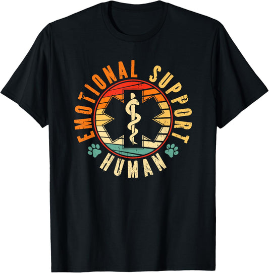 Emotional Support Human Retro Service Animal Dog T-Shirt