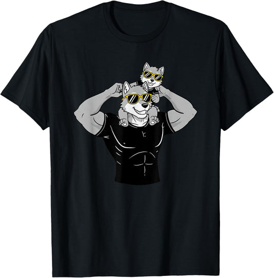 Funny Wolf Dad Father Grandpa Father's Day Mens Womens T-Shirt
