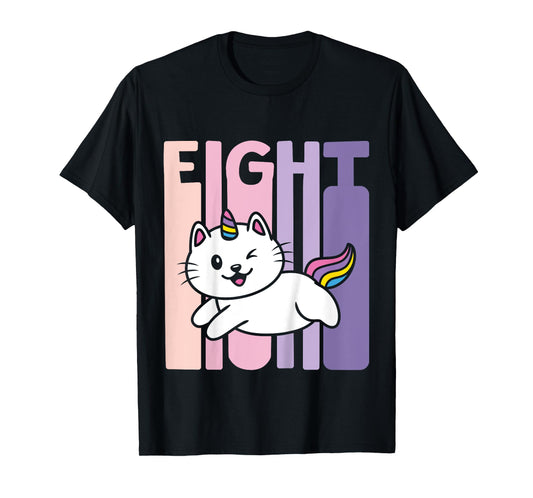 8 Year Old Cute Caticorn Cat Unicorn Birthday Girl B-day T-Shirt