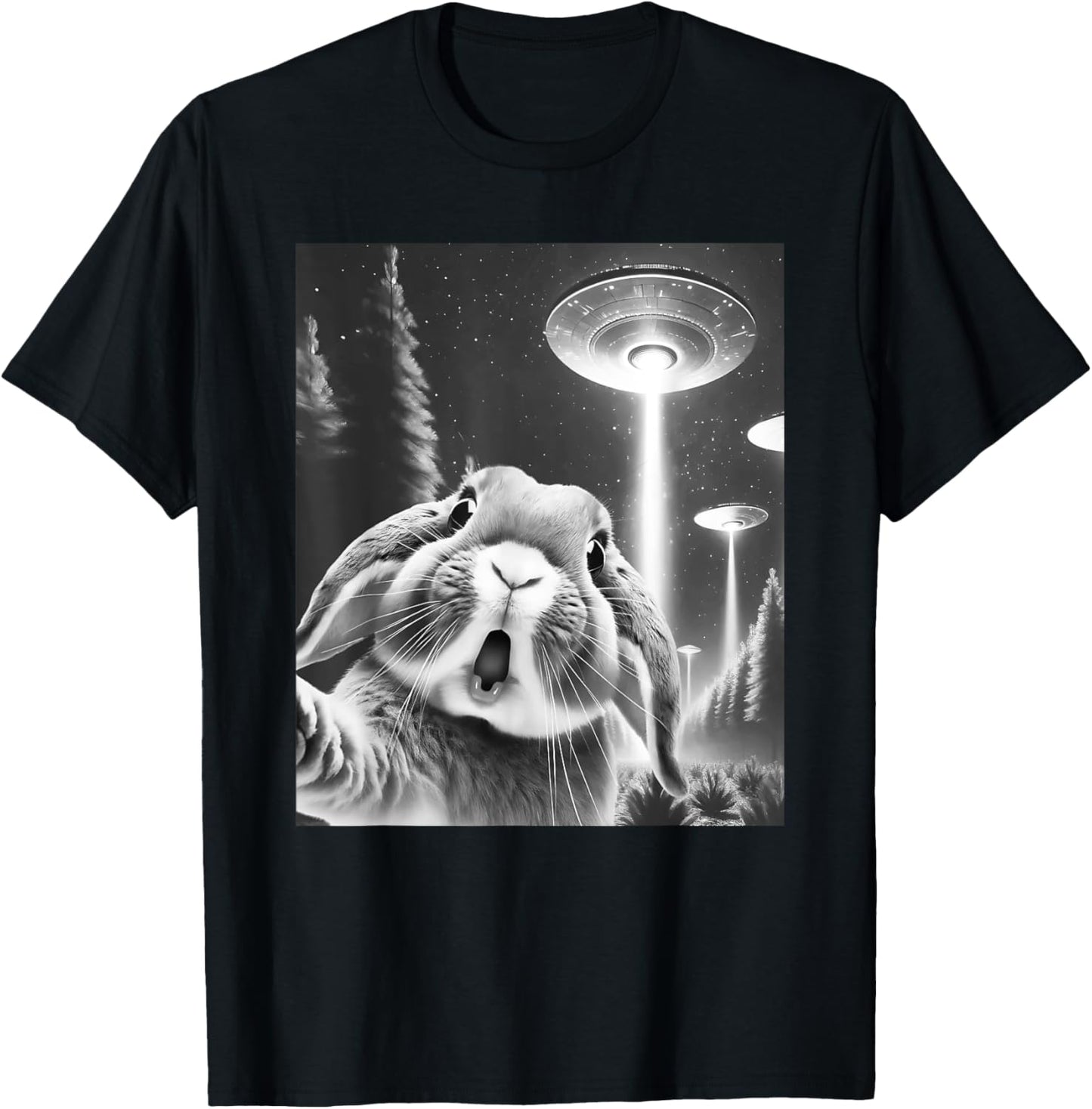 Funny Rabbit Alien UFO Taking a Selfie Animal Lover T-Shirt